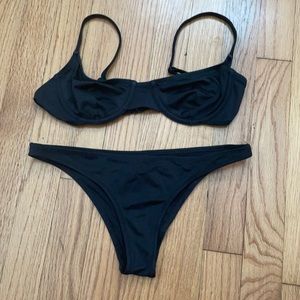 Black Solid & Striped Bikini
